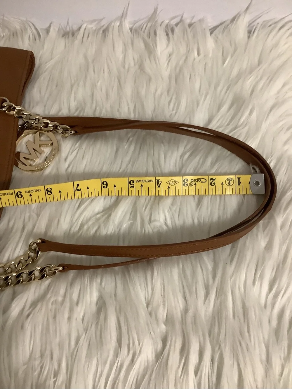 Michael Kors Brown Leather Tote with Gold MK Charm
